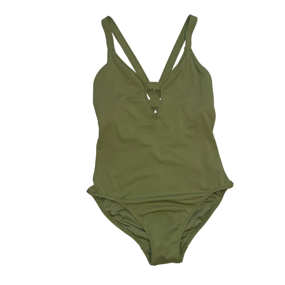 Seafolly Green Cross Back One Piece Swimsuit Low Back Australian Fits US 6/M